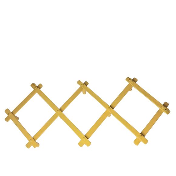 VTG Yellow Wooden Expandable Wall Rack 10 Peg 24" x 10"  Cottagecore Farmhouse - Picture 2 of 14